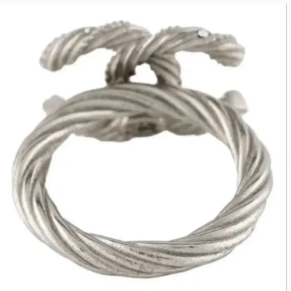 Authentic *Chanel* Braided Strass CC Ring Sz 6.5 EUC